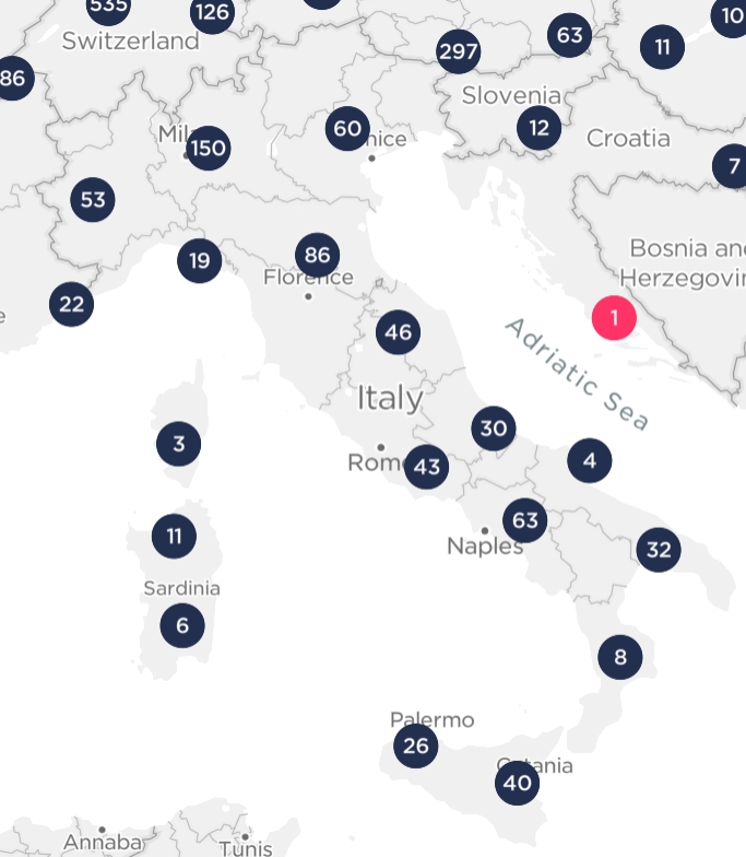 Mappa velocità 5G Italia